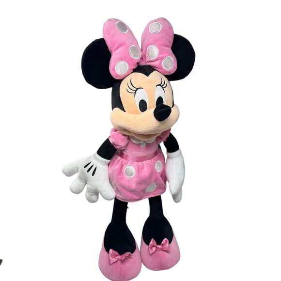 Disney Plush Minnie Mouse 17" Pink Stuffed Animal Doll Toy Polka Dot Bow Parks - Picture 6 of 7